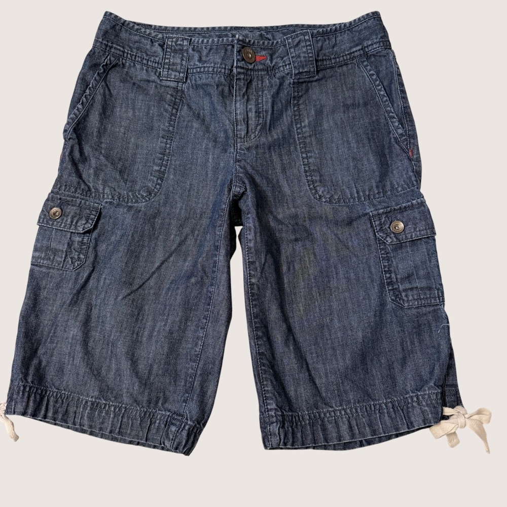 Tommy Hilfiger Y2K Grunge Utility‎ Denim Gorpcore Cargo Bermuda Shorts 2 Preppy